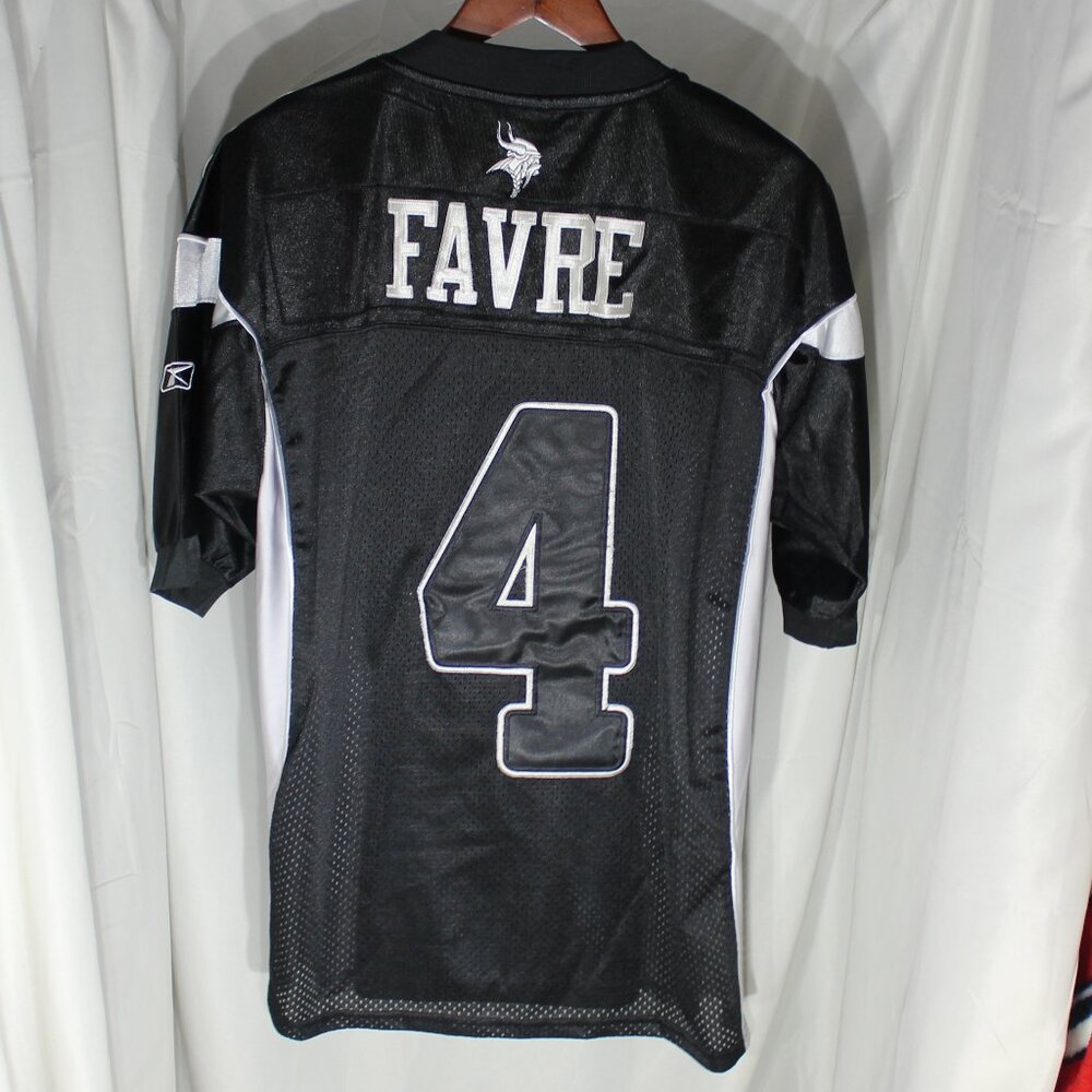 Reebok On Field #4 Brett Favre Minnesota Vikings Black/White Jersey - Sz 48 (L)